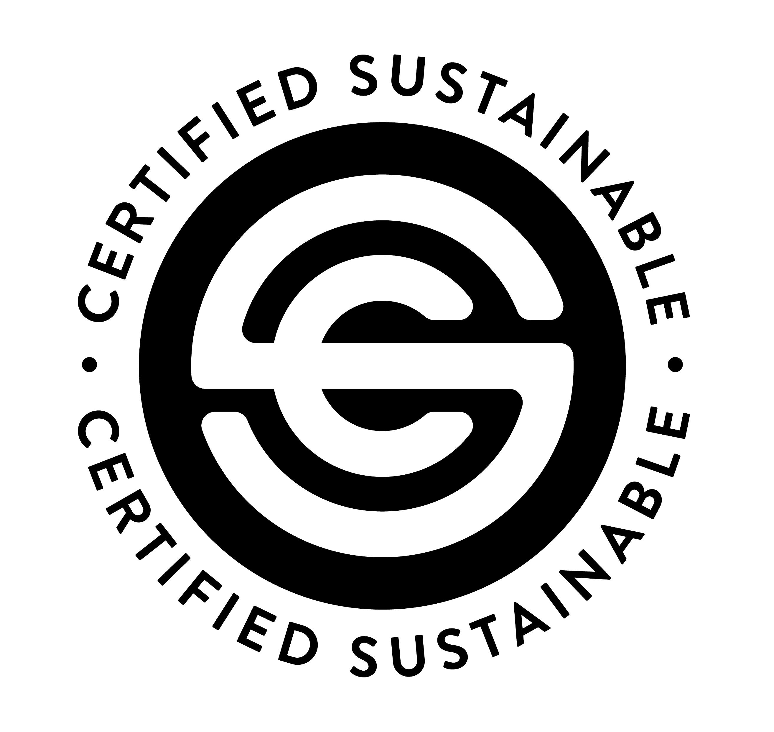 A black and white logo with the letters "S" and "E" intertwined, surrounded by the text "Certified Sustainable" in a circular format.
