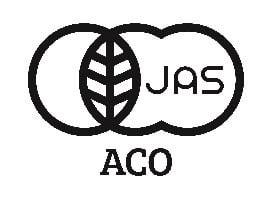 Black logo featuring two overlapping circles. One contains a leaf pattern, the other has "JAS". "ACO" is written below.