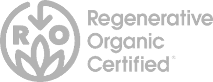 Regenerative Organic Certified logo featuring an abstract leaf and circle design.
