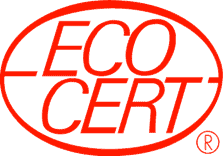 Red "ECOCERT" logo with a registered trademark symbol, featuring the text inside an oval outline.