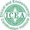 Green circular logo of the Ethical and Environmental Certification Institute (ICEA) with leaf motifs.